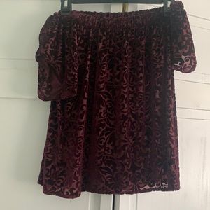 Off the shoulder velvet top